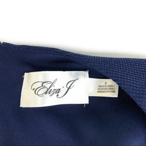 Eliza J Dress w/ Bell Sleeves & Cold Shoulder Navy Blue - Picture 3 of 7